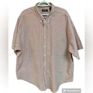 Puritan Cotton Red/White Striped Button Sown Casual Shirt 2XL (50/52)